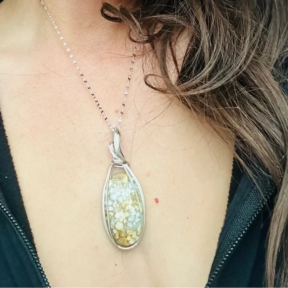 Sterling Silver Cobra Jasper Healing Necklace Pendant - Picture 6 of 8